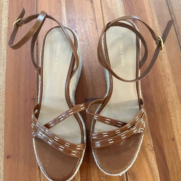 NWOT Veronica Beard Tan Espadrille Wedges 8.5 - Picture 2 of 6